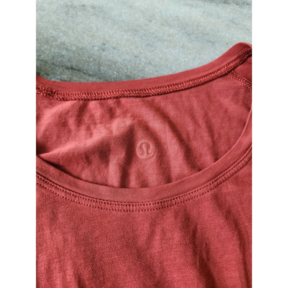 Lululemon Long Sleeve Top Terracotta Red Raglan Front Knot Size 6 - Picture 4 of 8